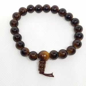 BoHo Glass Bead Stretch Bracelet - Dark Brown/Tan